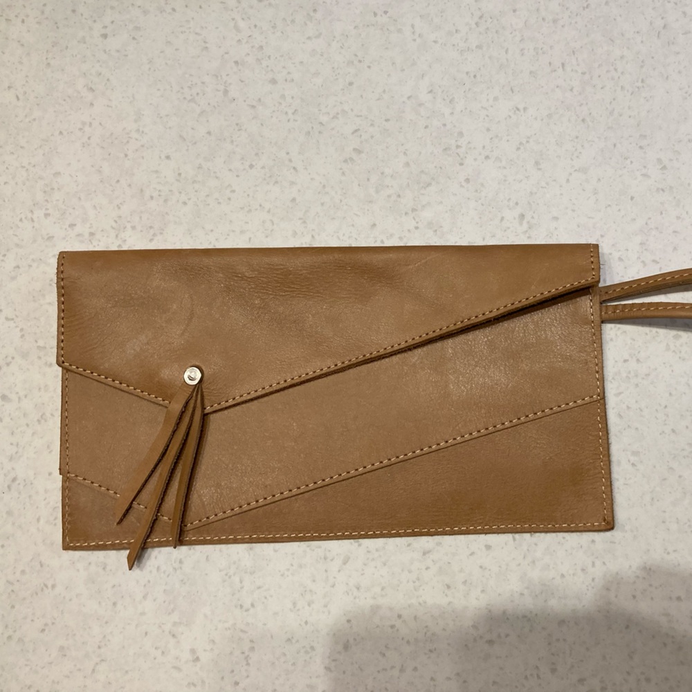 Sleek Boho Leather Clutch by Raven & Lily